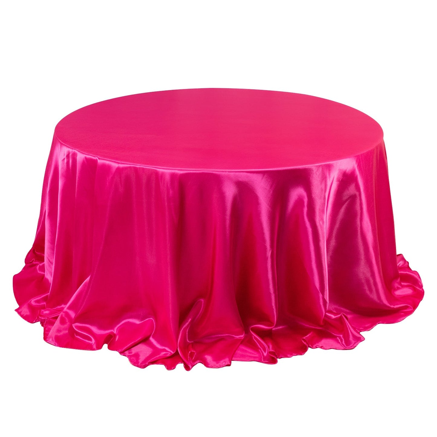 Satin 132" Round Tablecloth Fuchsia - Stylish Seamless Table Cover Pro Linens