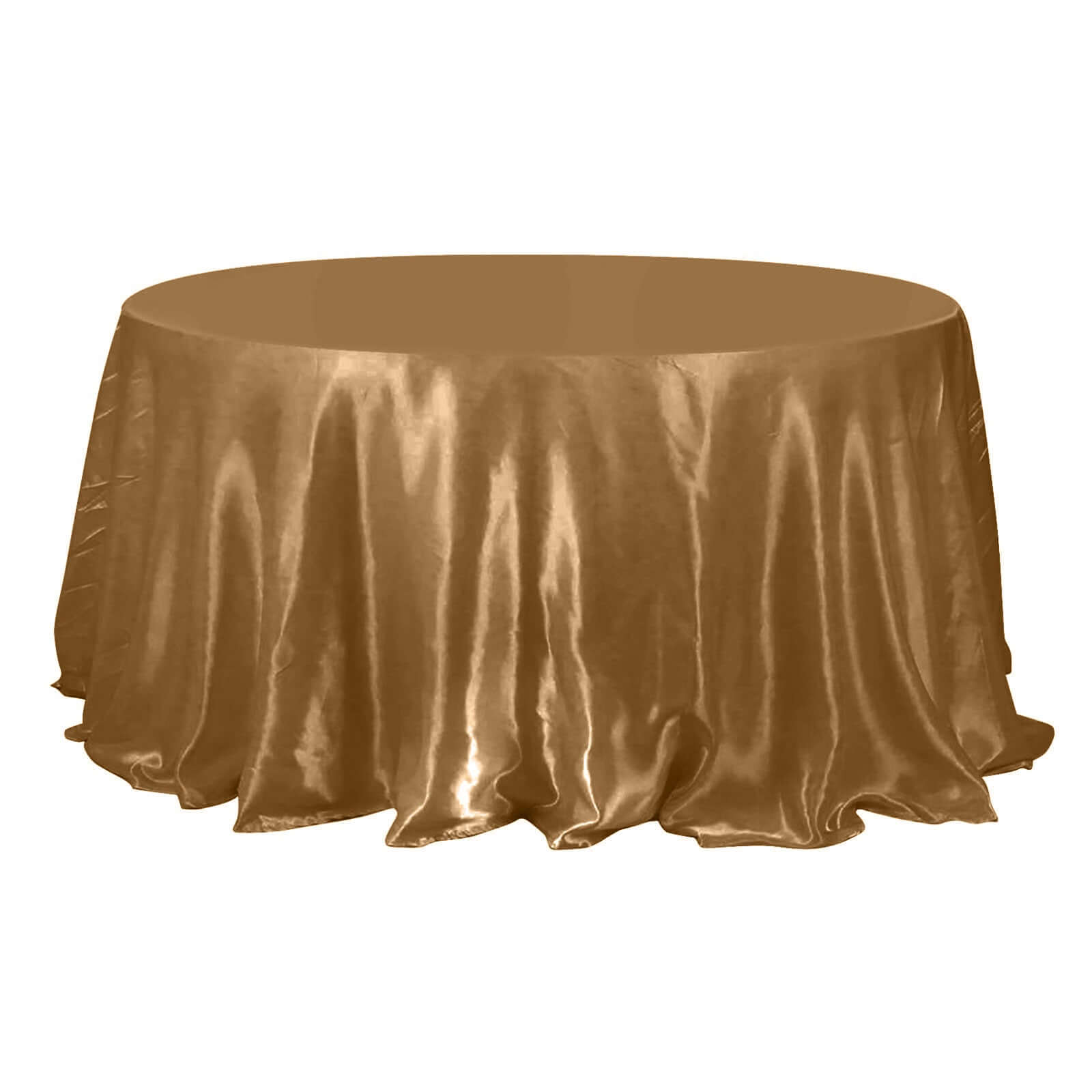 Satin 132" Round Tablecloth Gold - Stylish Seamless Table Cover for Weddings & Events Pro Linens