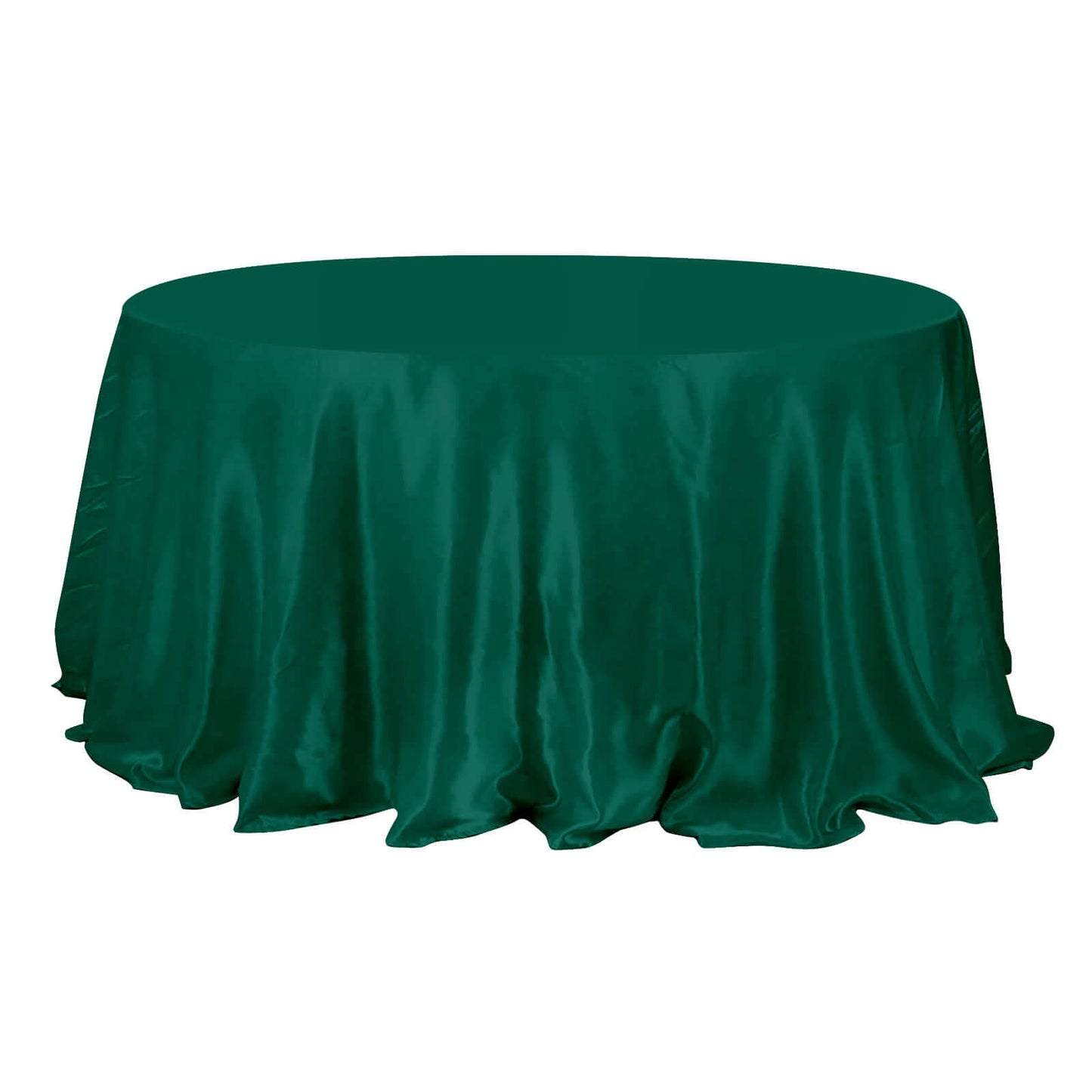 Satin 132" Round Tablecloth Hunter Emerald Green - Stylish Seamless Table Cover Pro Linens