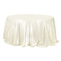 Satin 132" Round Tablecloth Ivory - Stylish Seamless Table Cover Pro Linens