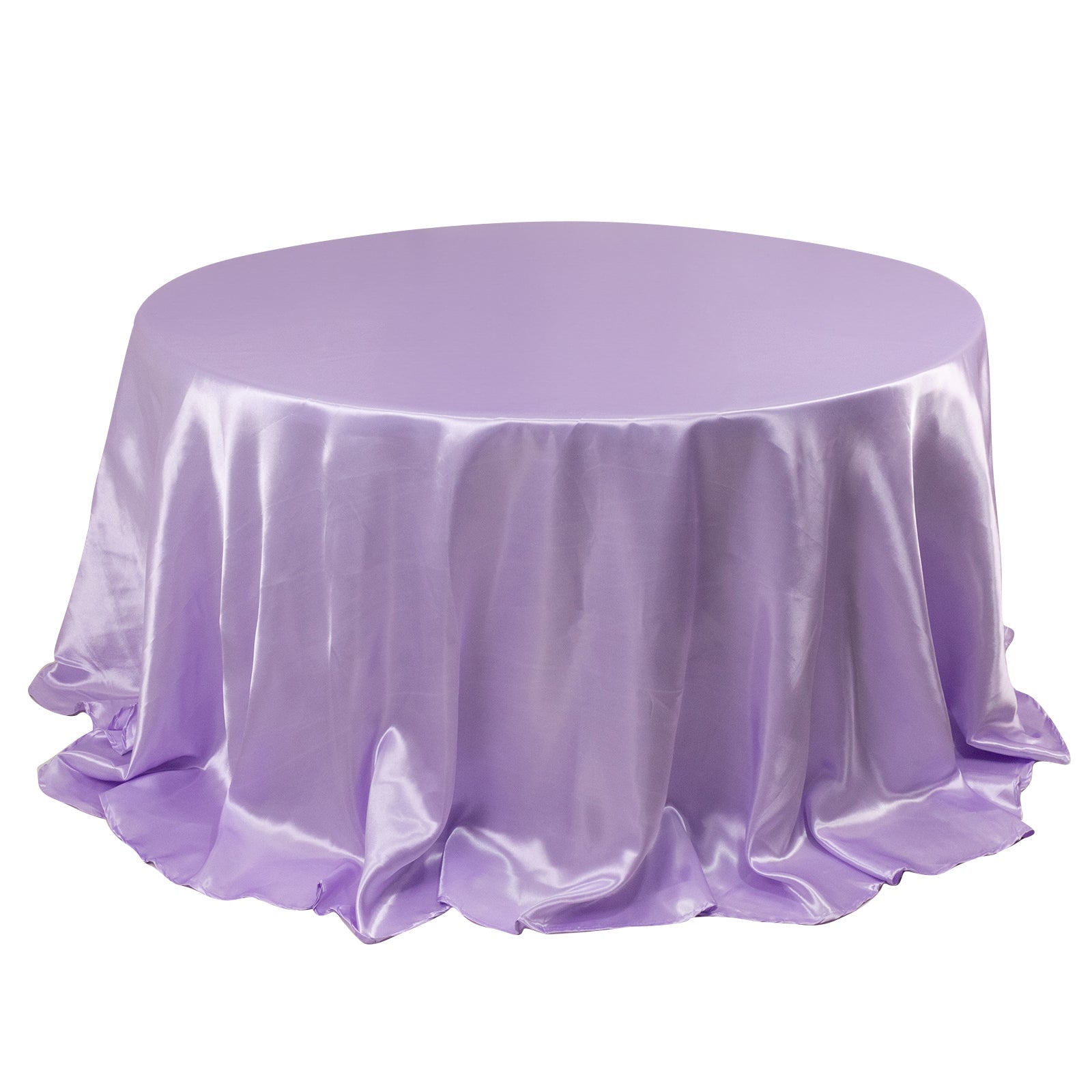 Satin 132" Round Tablecloth Lavender Lilac - Stylish Seamless Table Cover Pro Linens