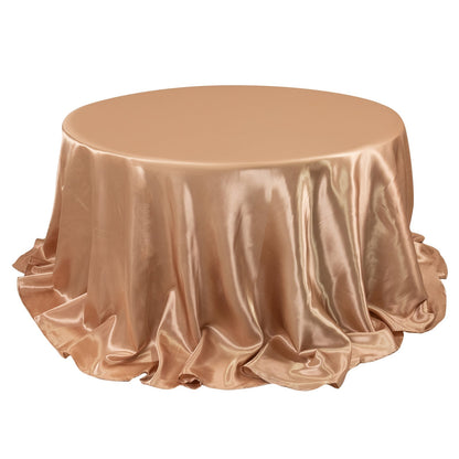 Satin 132" Round Tablecloth Nude - Stylish Seamless Table Cover Pro Linens