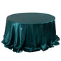 Satin 132" Round Tablecloth Peacock Teal - Stylish Seamless Table Cover Pro Linens