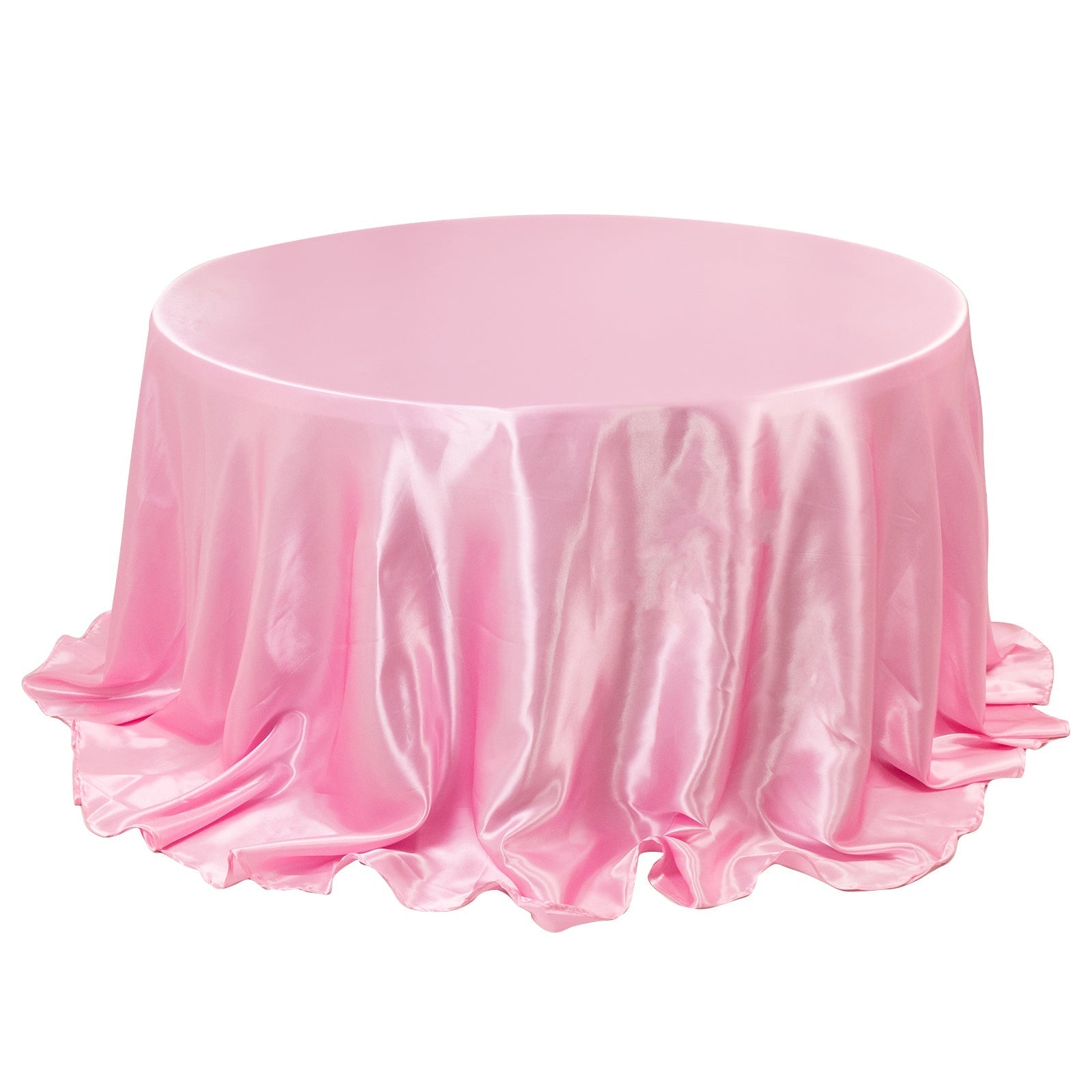 Satin 132" Round Tablecloth Pink - Stylish Seamless Table Cover Pro Linens