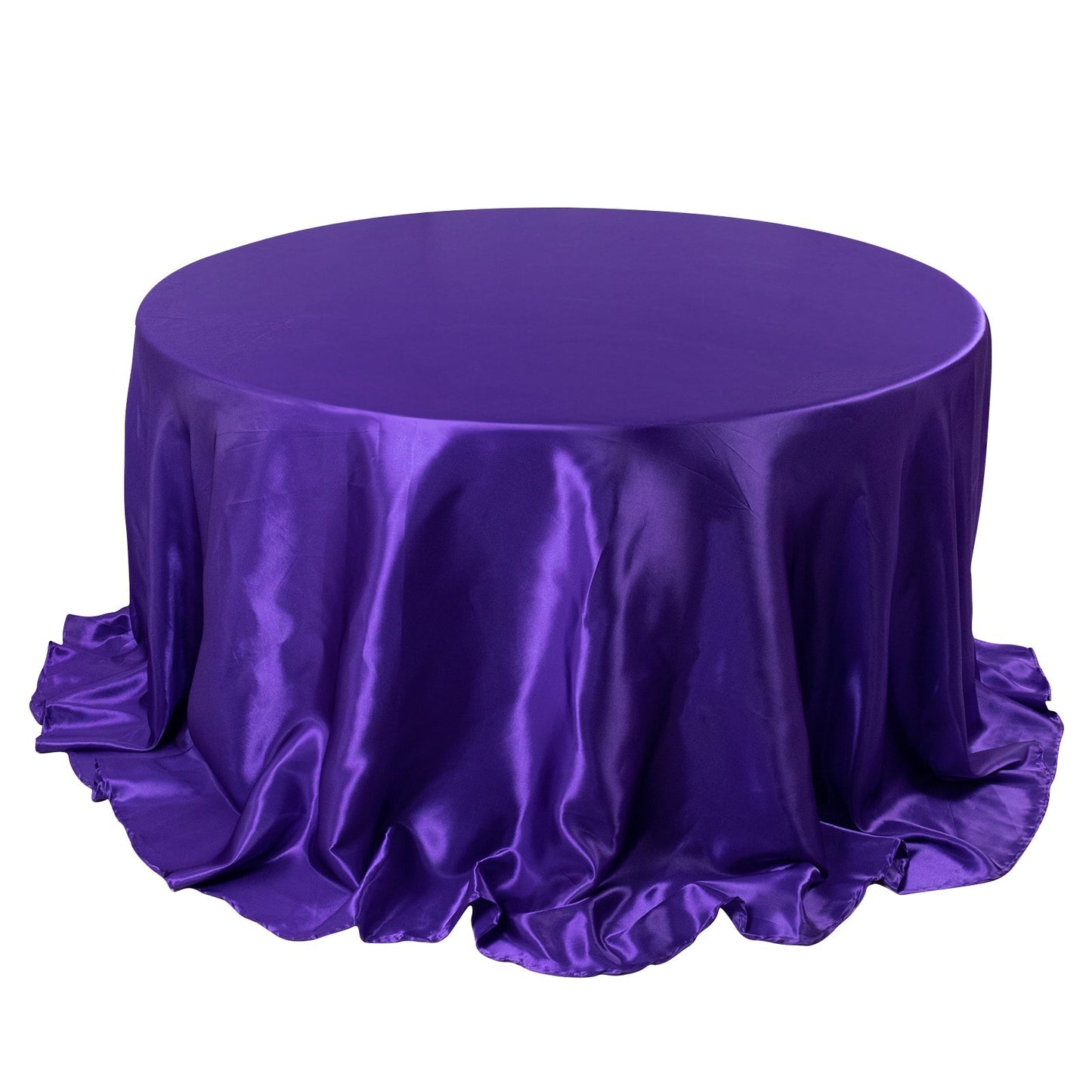 Satin 132" Round Tablecloth Purple - Stylish Seamless Table Cover Pro Linens