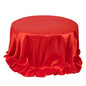 Satin 132" Round Tablecloth Red - Stylish Seamless Table Cover Pro Linens