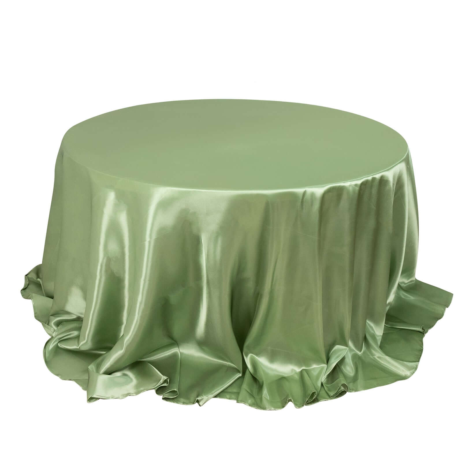 Satin 132" Round Tablecloth Sage Green - Stylish Seamless Table Cover Pro Linens