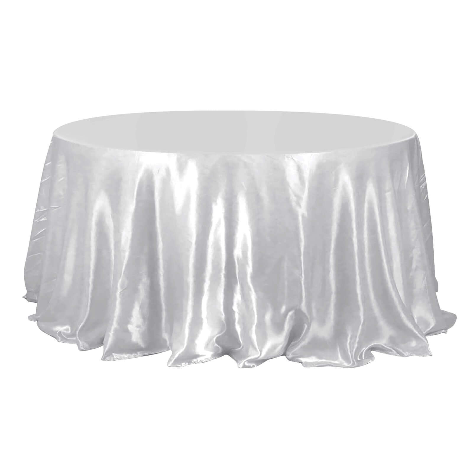 Satin 132" Round Tablecloth Silver - Stylish Seamless Table Cover Pro Linens