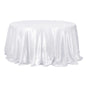 Satin 132" Round Tablecloth White - Stylish Seamless Table Cover for Weddings & Events Pro Linens