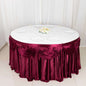 Satin 14ft Table Skirt Burgundy - Pleated Double Drape Table Cover Pro Linens