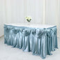 Satin 14ft Table Skirt Dusty Blue - Pleated Double Drape Table Cover Pro Linens