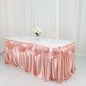 Satin 14ft Table Skirt Dusty Rose - Pleated Double Drape Table Cover Pro Linens