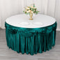 Satin 14ft Table Skirt Peacock Teal - Pleated Double Drape Table Cover Pro Linens