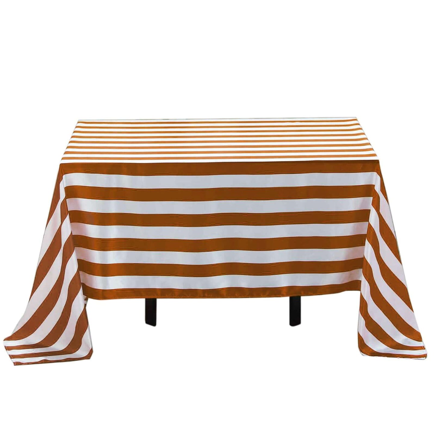 Satin 60"x102" Rectangle Tablecloth Gold/White - Stripe Design with Stylish Smooth Finish Table Cover Pro Linens