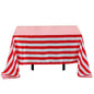 Satin 60"x102" Rectangle Tablecloth Red/White - Stripe Design with Stylish Smooth Finish Table Cover Pro Linens