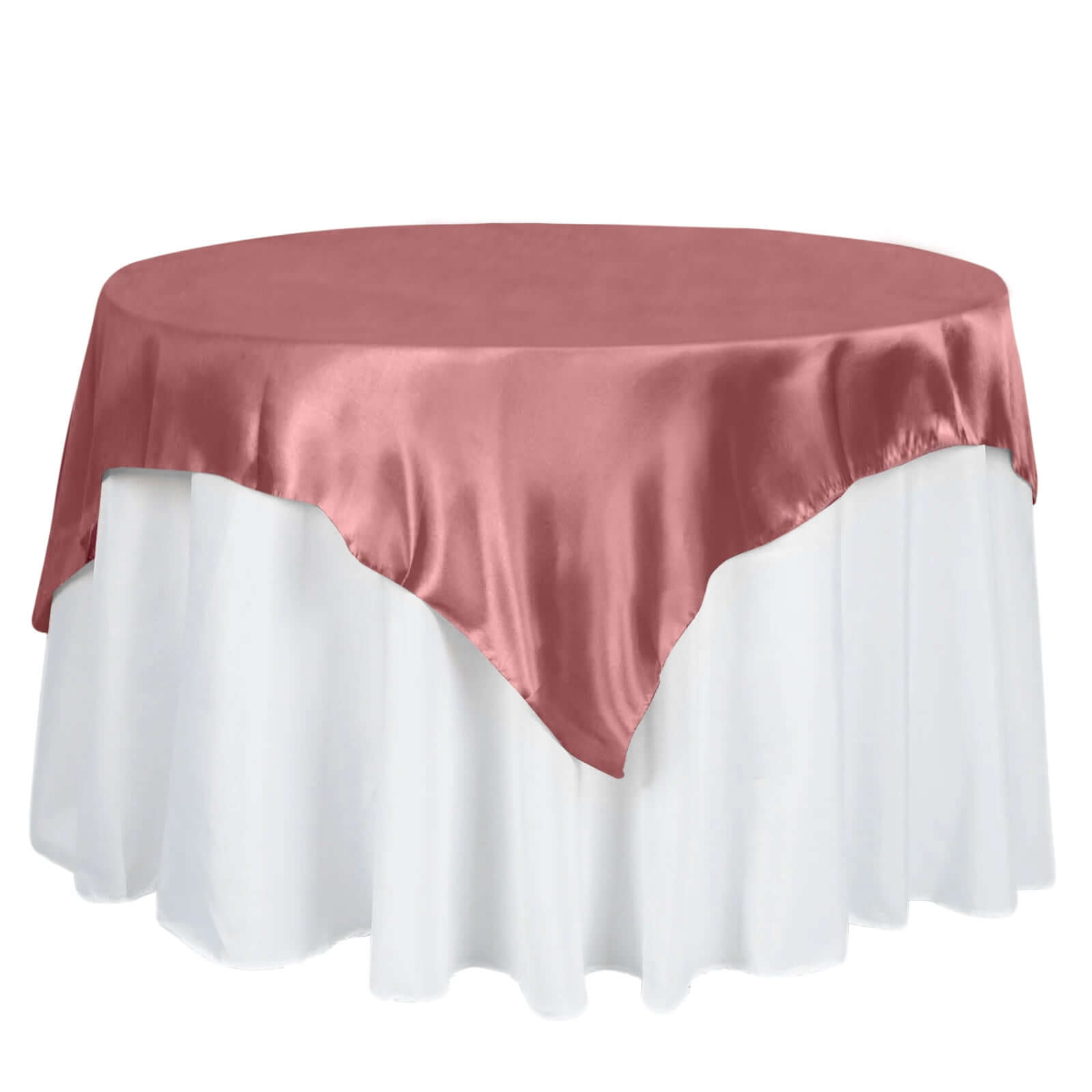 Satin 60"x60" Table Overlay Square Tablecloth Cinnamon Rose - Smooth Silky Touch Table Cover Pro Linens