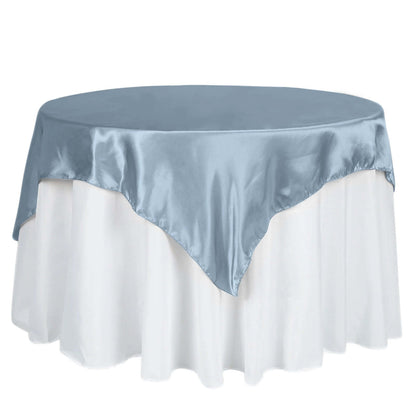 Satin 60"x60" Table Overlay Square Tablecloth Dusty Blue - Smooth Silky Touch Table Cover Pro Linens