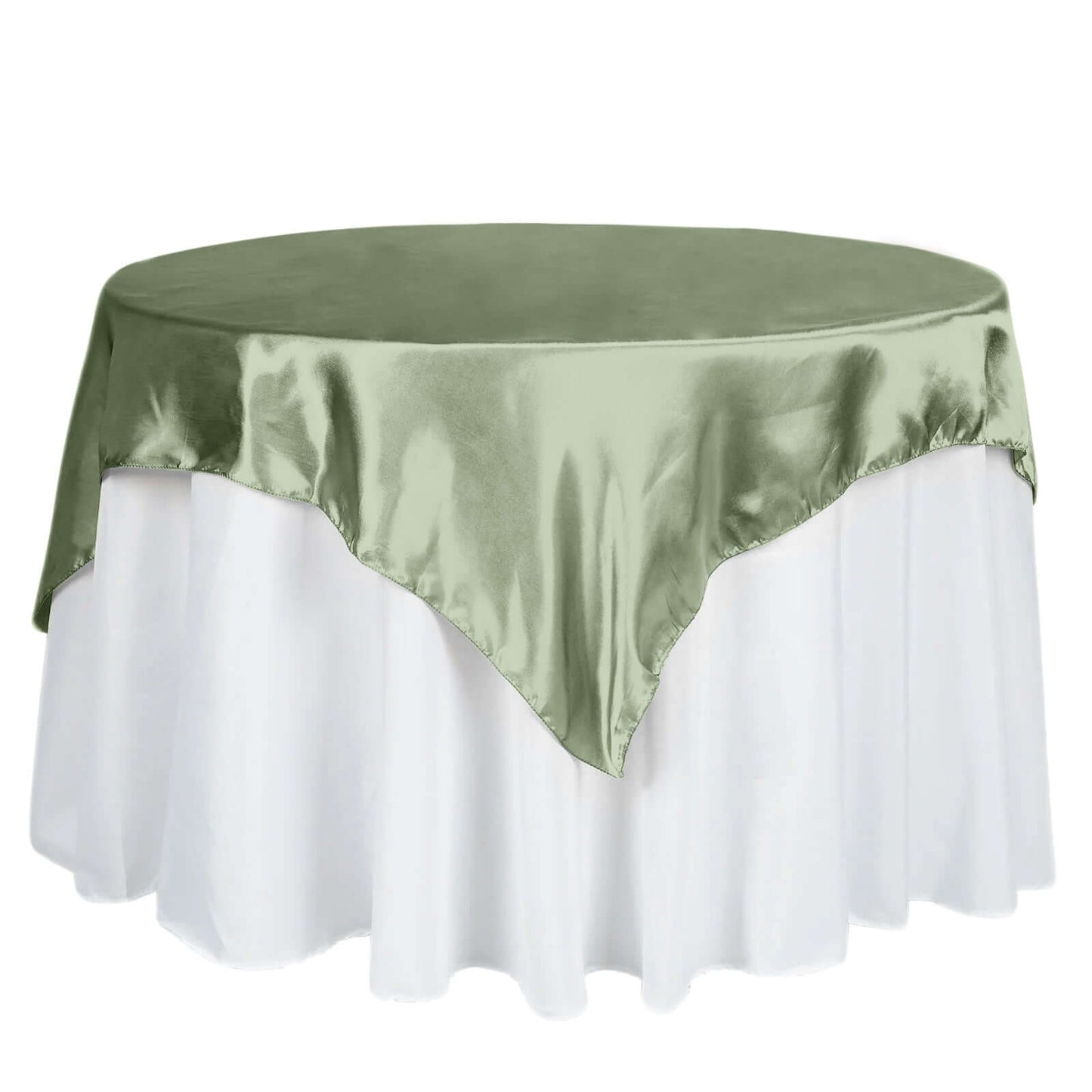 Satin 60"x60" Table Overlay Square Tablecloth Dusty Sage Green - Smooth Silky Touch Table Cover Pro Linens