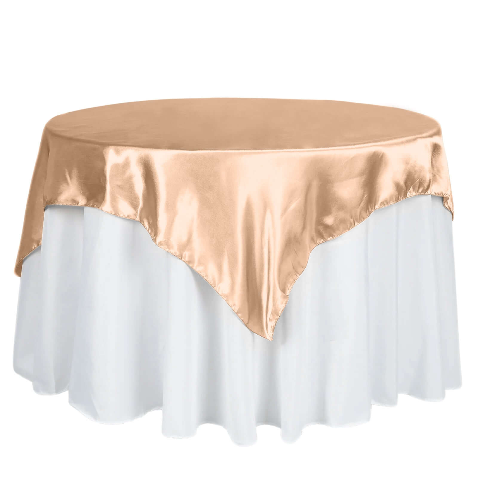 Satin 60"x60" Table Overlay Square Tablecloth Nude - Smooth Silky Touch Table Cover Pro Linens