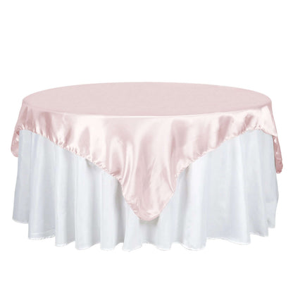 Satin 72"x72" Table Overlay Square Tablecloth Blush - Smooth Finish Table Cover Pro Linens