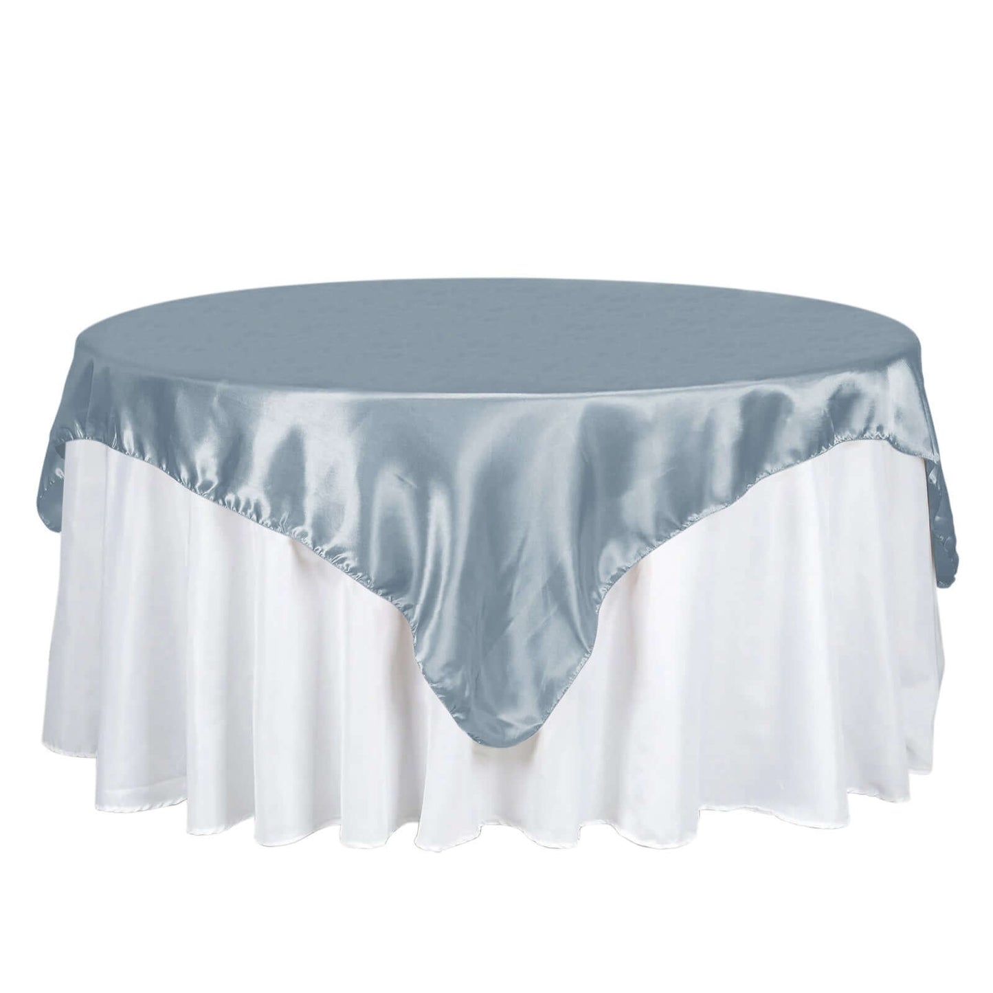 Satin 72"x72" Table Overlay Square Tablecloth Dusty Blue - Smooth Finish Table Cover Pro Linens