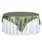 Satin 72"x72" Table Overlay Square Tablecloth Dusty Sage Green - Smooth Finish Table Cover Pro Linens