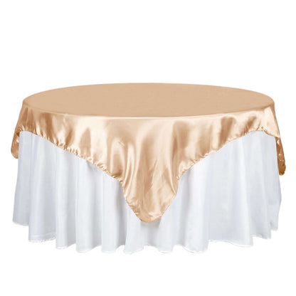 Satin 72"x72" Table Overlay Square Tablecloth Nude - Smooth Finish Table Cover Pro Linens