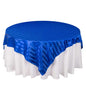 Satin 72"x72" Table Overlay Square Tablecloth Royal Blue - Stripe Table Topper Pro Linens