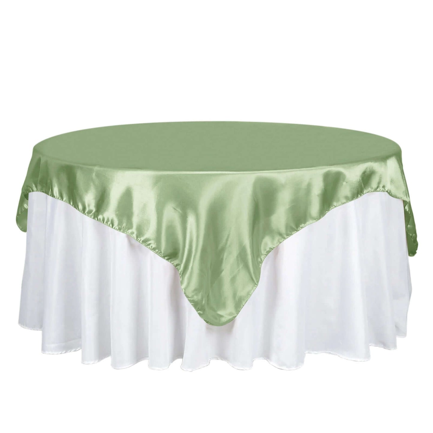 Satin 72"x72" Table Overlay Square Tablecloth Sage Green - Smooth Finish Table Cover Pro Linens