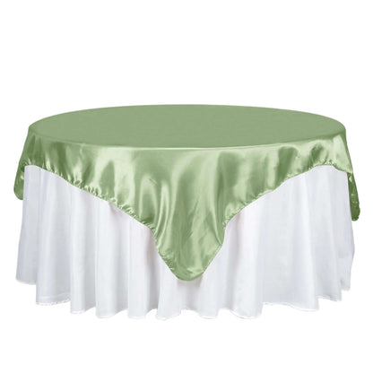 Satin 72"x72" Table Overlay Square Tablecloth Sage Green - Smooth Finish Table Cover Pro Linens