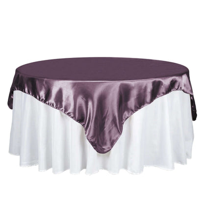 Satin 72"x72" Table Overlay Square Tablecloth Violet Amethyst - Smooth Finish Table Cover Pro Linens