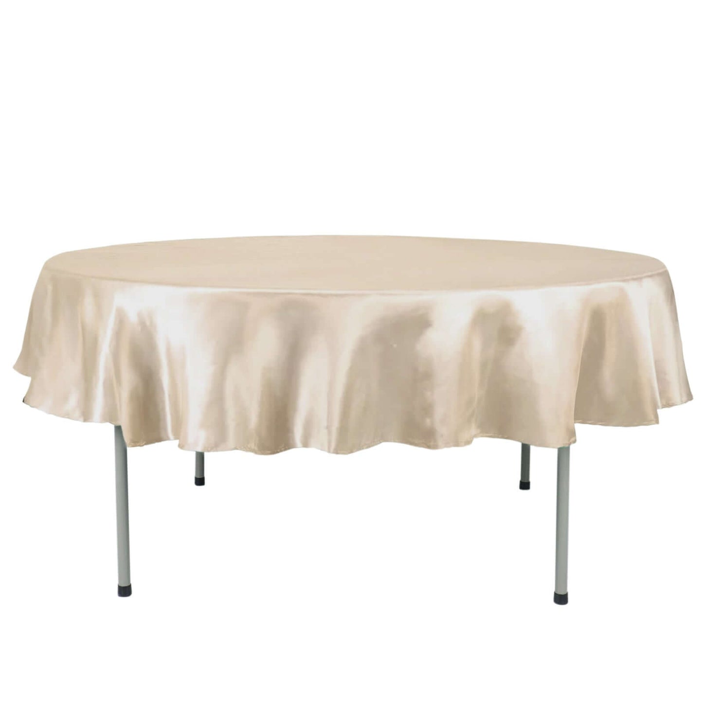 Satin 90" Round Tablecloth Beige - Smooth and Lustrous Table Cover Pro Linens