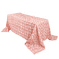 Satin 90"x132" Rectangle Tablecloth Dusty Rose - Grandiose 3D Rosette Seamless Table Cover Pro Linens