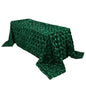 Satin 90"x132" Rectangle Tablecloth Hunter Emerald Green - Grandiose 3D Rosette Seamless Table Cover Pro Linens