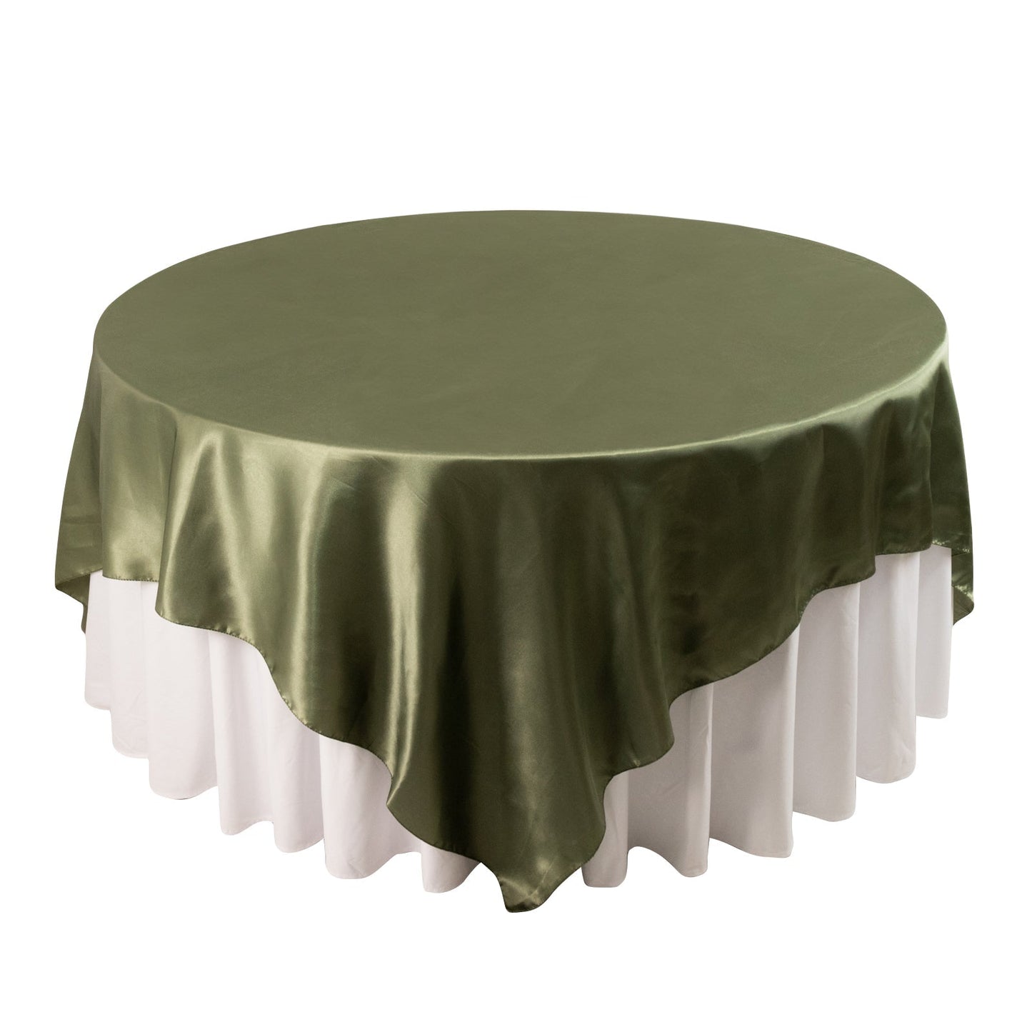 Satin 90"x90" Table Overlay Square Tablecloth Dusty Sage Green - Smooth Finish Table Topper Pro Linens