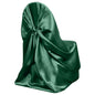 Satin Chair Cover Self-Tie Universal Design Hunter Emerald Green - Durable Slip-On Cover for Folding, Dining, Banquet & Standard Chairs Pro Linens