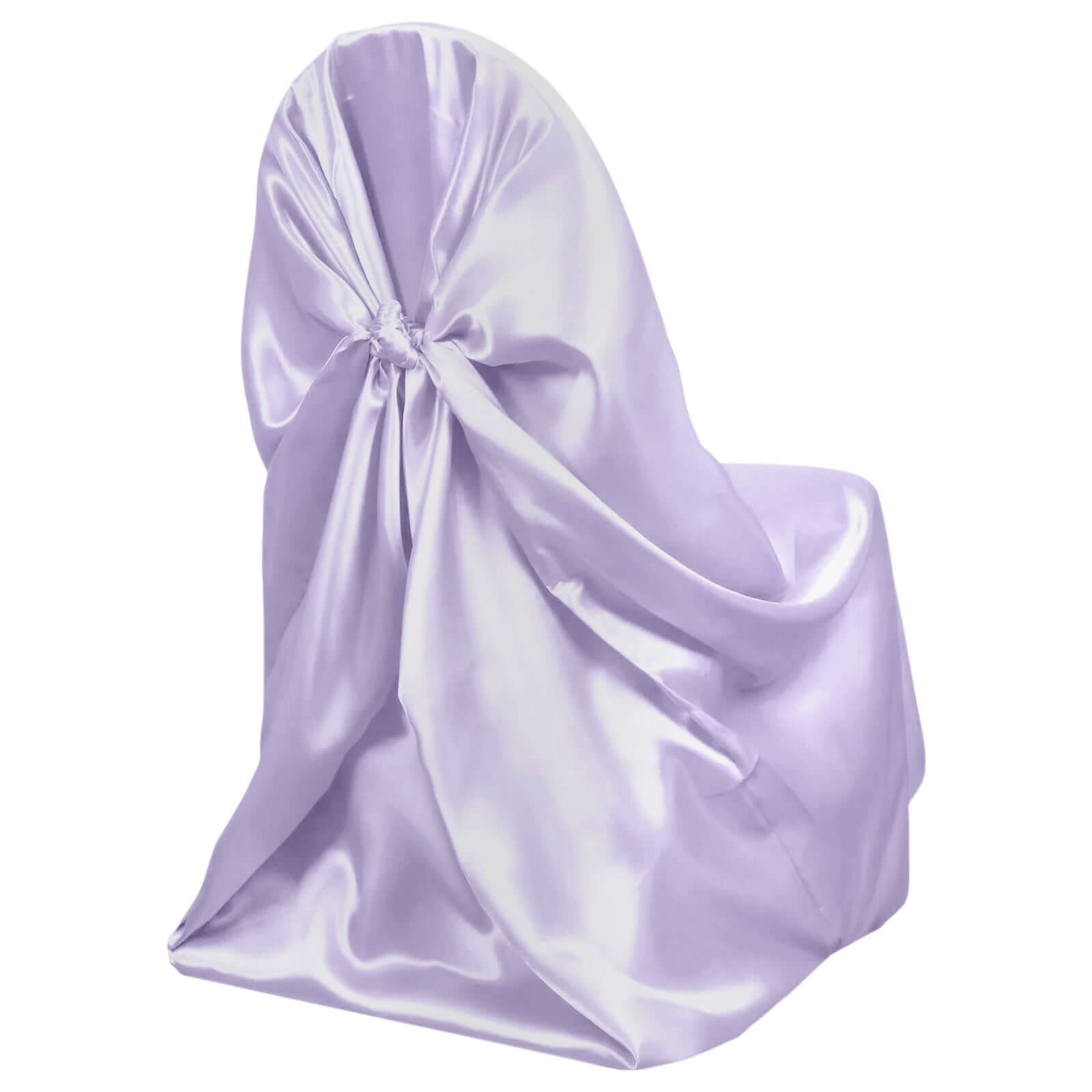 Satin Chair Cover Self-Tie Universal Design Lavender Lilac - Durable Slip-On Cover for Folding, Dining, Banquet & Standard Chairs Pro Linens