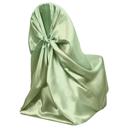 Satin Chair Cover Self-Tie Universal Design Sage Green - Durable Slip-On Cover for Folding, Dining, Banquet & Standard Chairs Pro Linens