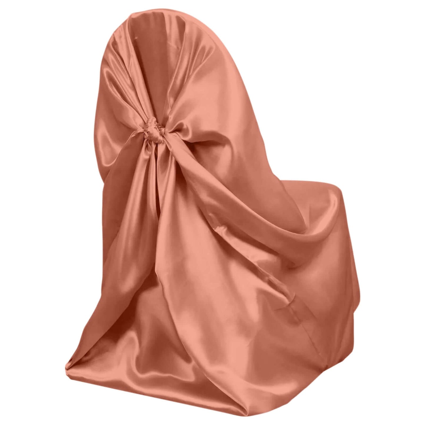 Satin Chair Cover Self-Tie Universal Design Terracotta (Rust) - Durable Slip-On Cover for Folding, Dining, Banquet & Standard Chairs Pro Linens