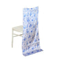 Satin Chair Slipcover French Toile Floral Print for Chiavari Chairs White/Blue - Stylish Wedding Chair Back Cover Pro Linens