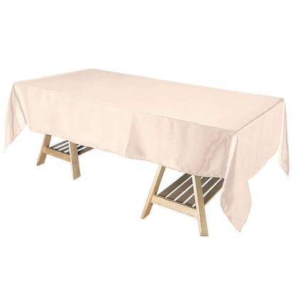 Satin Rectangular 60"x102" Tablecloth Beige - Smooth and Lustrous Table Cover Pro Linens