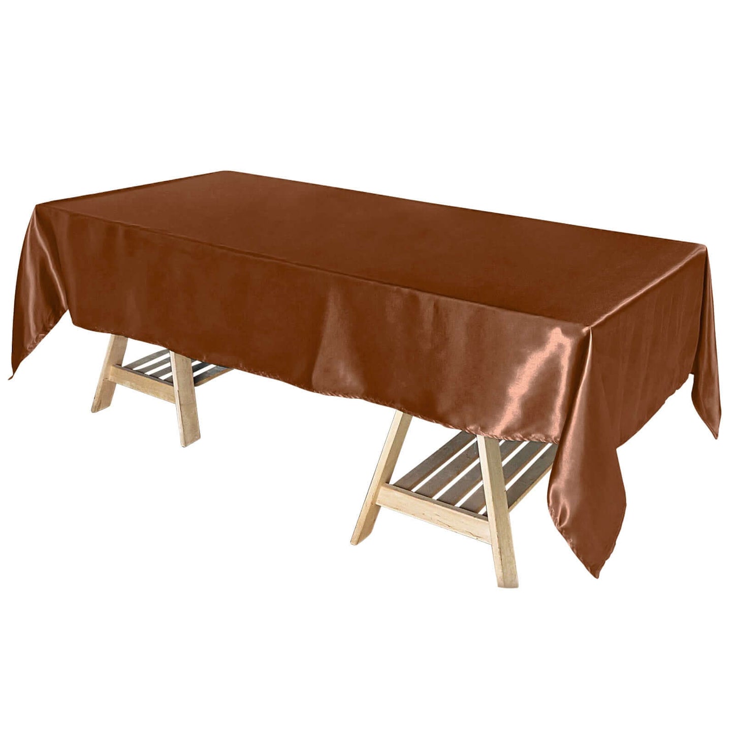 Satin Rectangular 60"x102" Tablecloth Cinnamon Brown - Smooth and Lustrous Table Cover Pro Linens