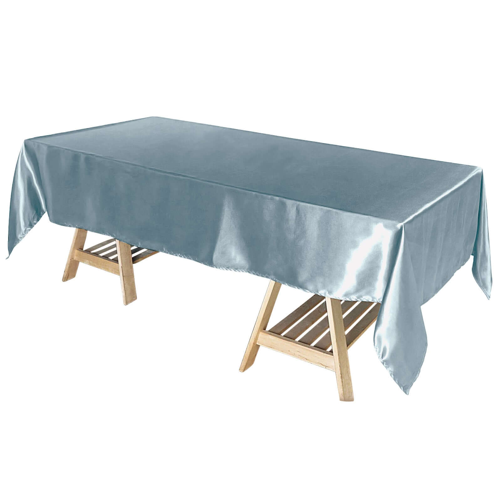 Satin Rectangular 60"x102" Tablecloth Dusty Blue - Smooth and Lustrous Table Cover Pro Linens