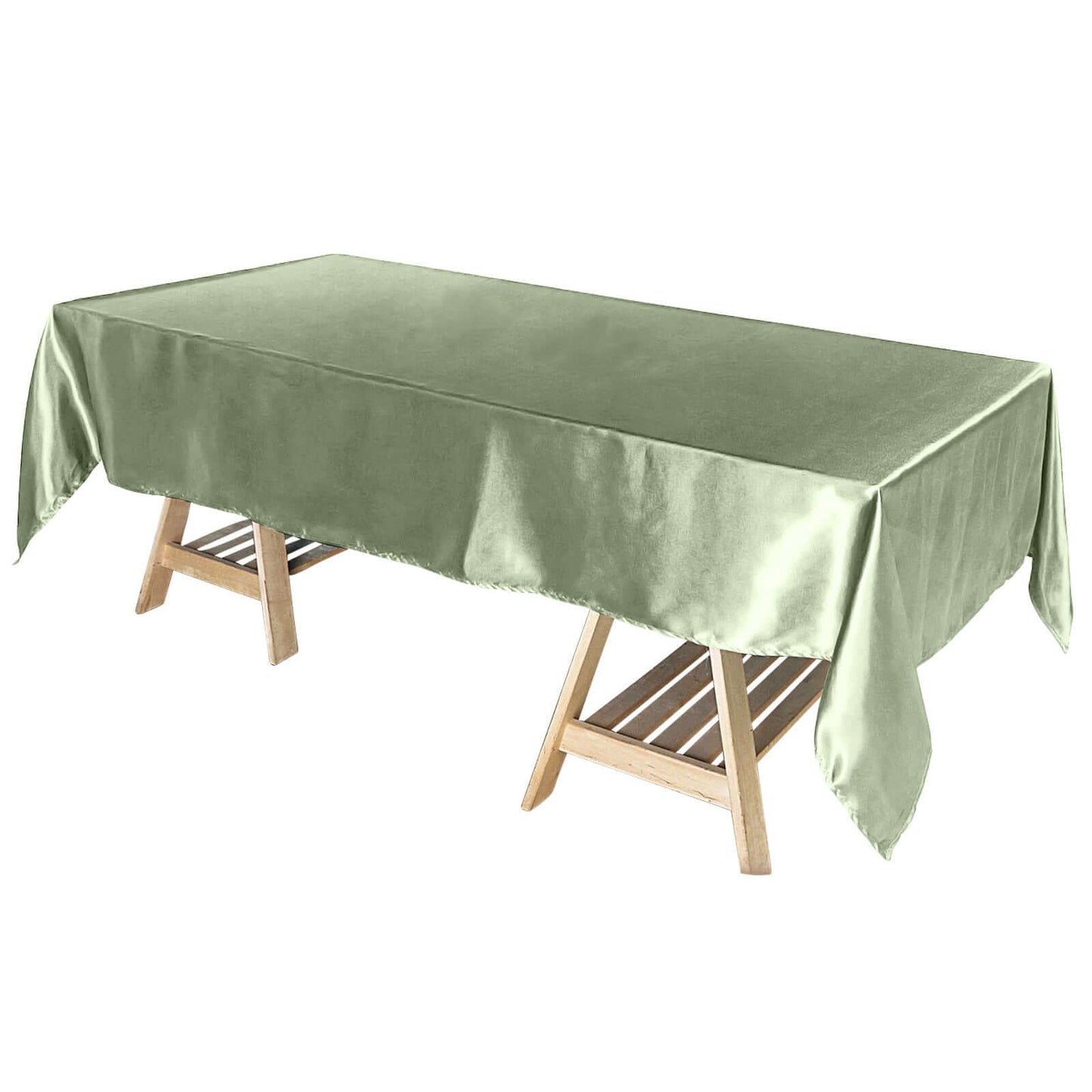 Satin Rectangular 60"x102" Tablecloth Dusty Sage Green - Smooth and Lustrous Table Cover Pro Linens