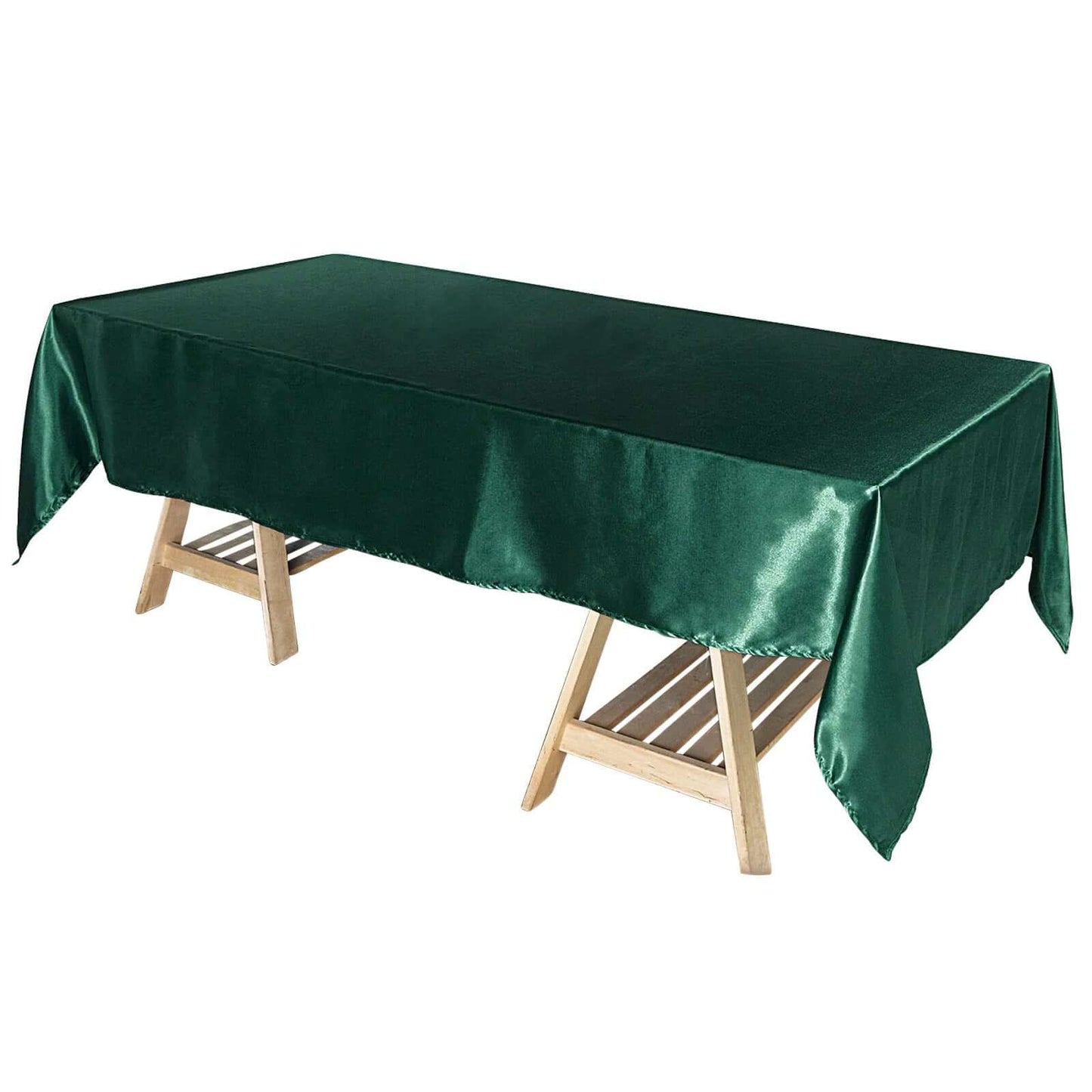 Satin Rectangular 60"x102" Tablecloth Hunter Emerald Green - Smooth and Lustrous Table Cover Pro Linens