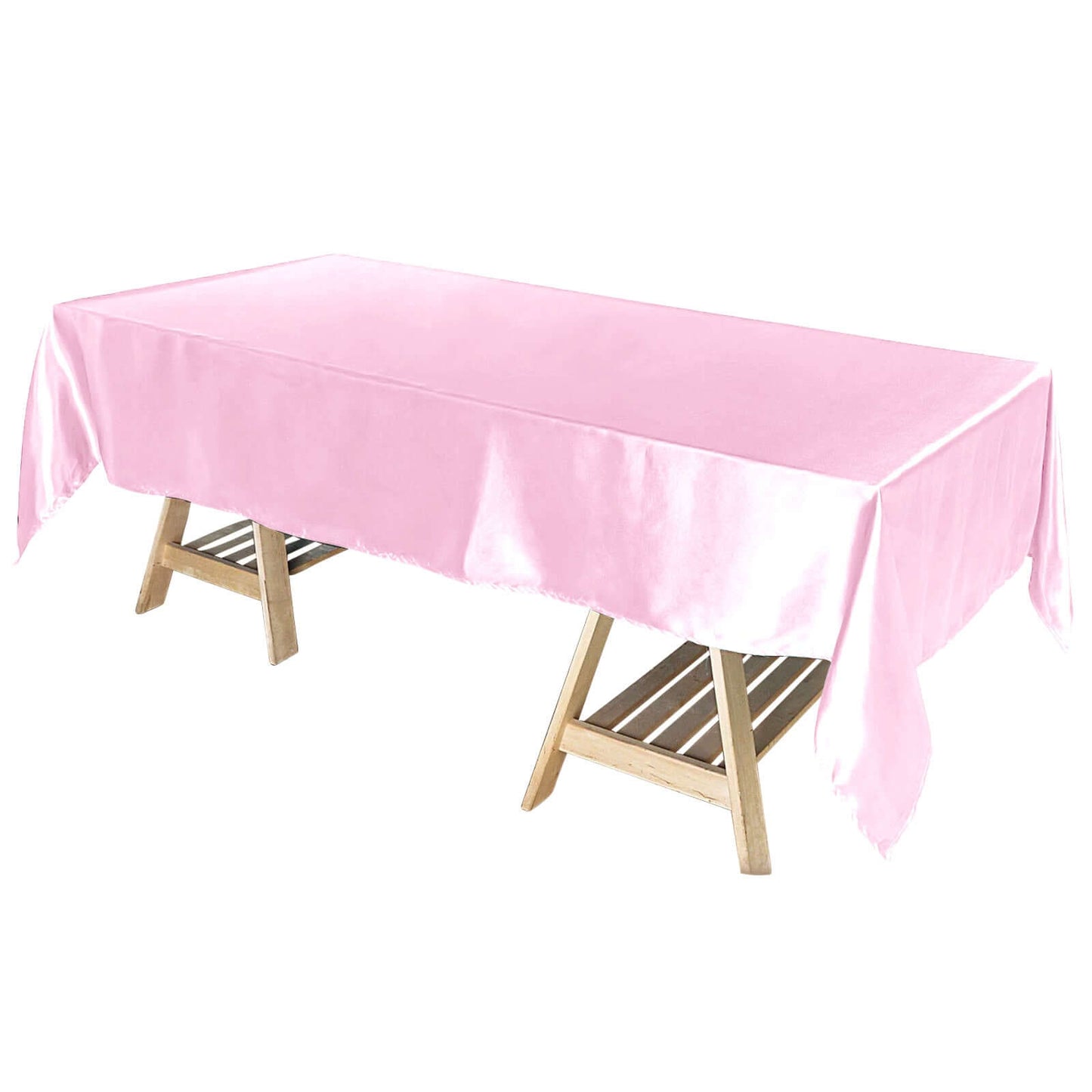 Satin Rectangular 60"x102" Tablecloth Pink - Smooth and Lustrous Table Cover Pro Linens