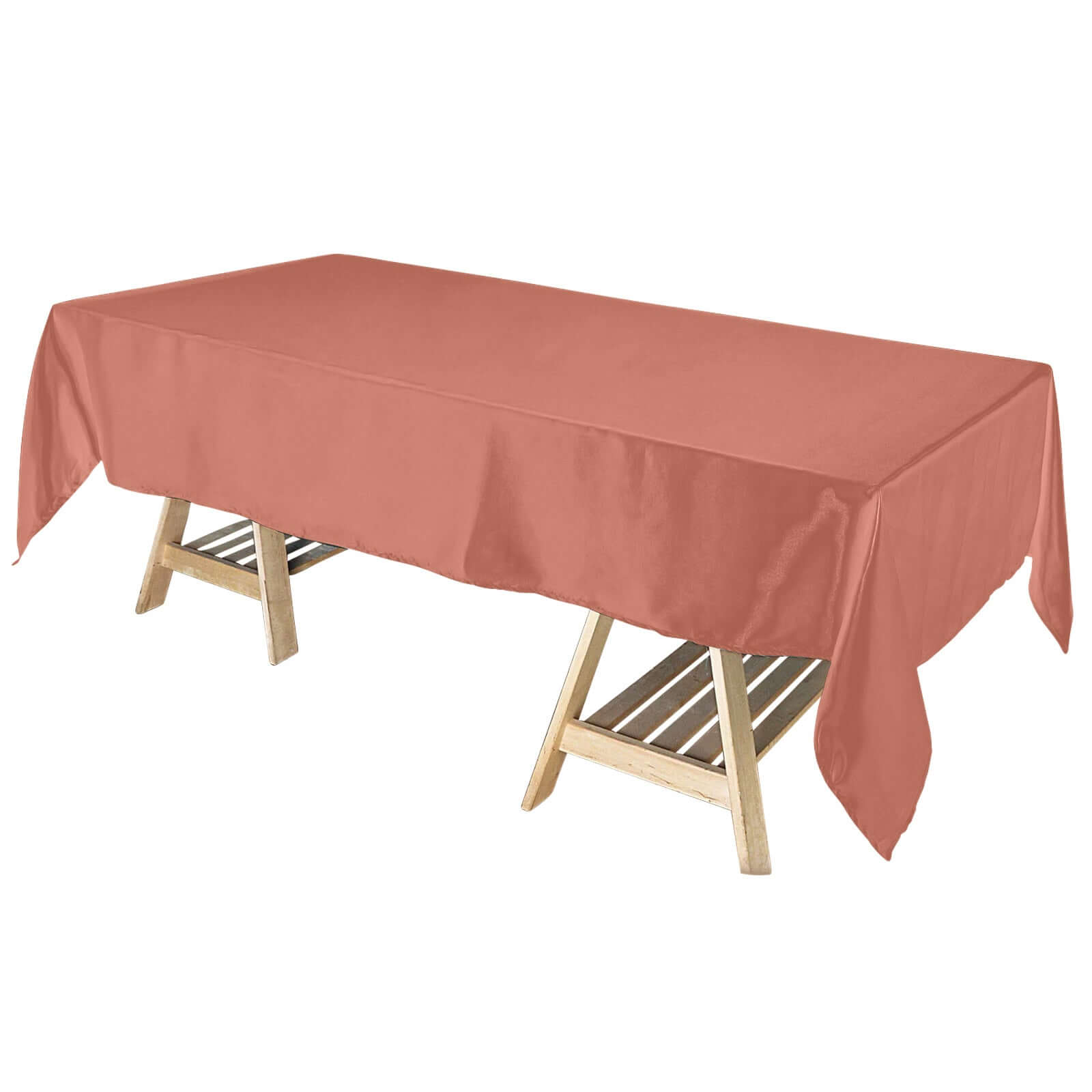 Satin Rectangular 60"x102" Tablecloth Terracotta (Rust) - Smooth and Lustrous Table Cover Pro Linens