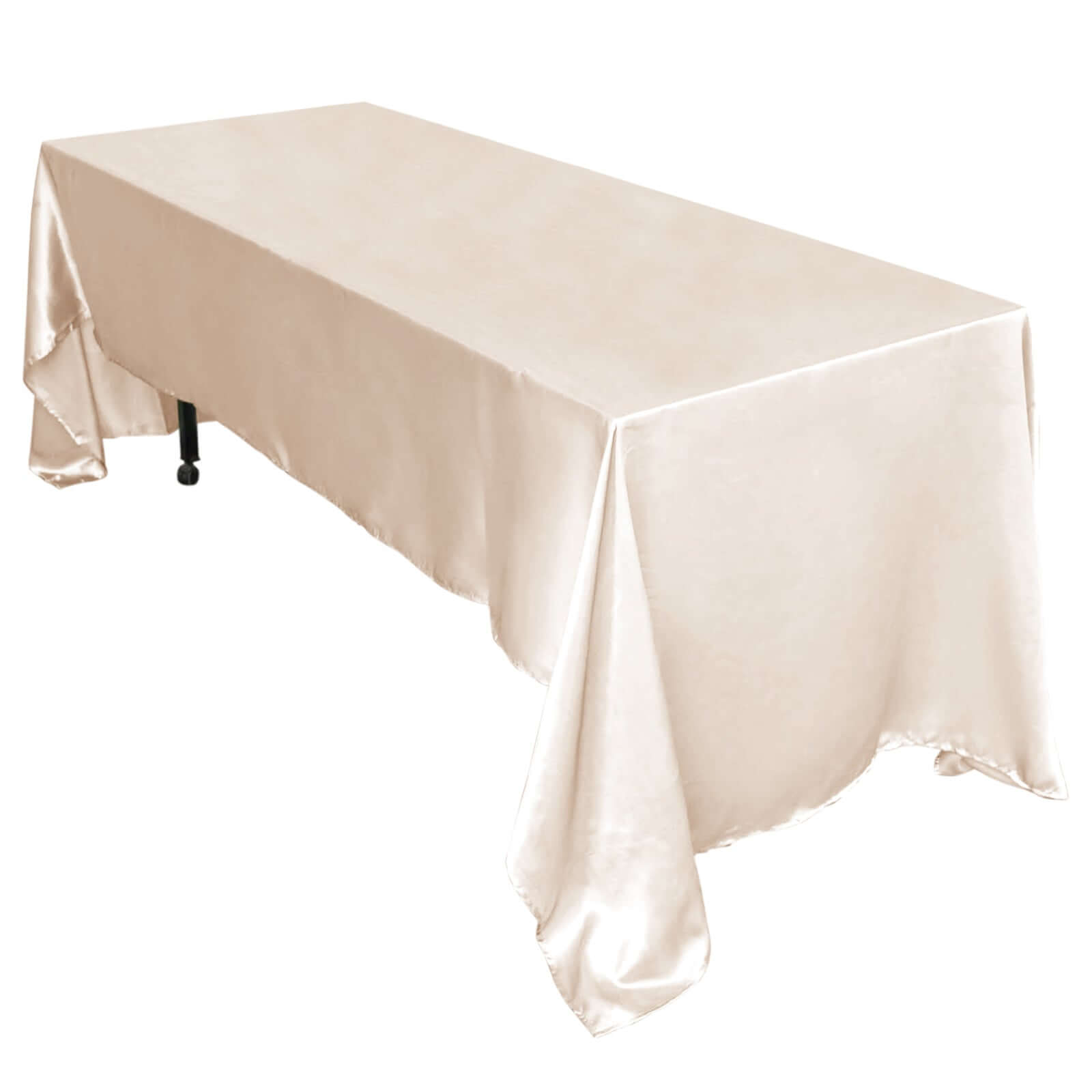 Satin Rectangular 60"x126" Tablecloth Beige - Smooth and Lustrous Table Cover Pro Linens