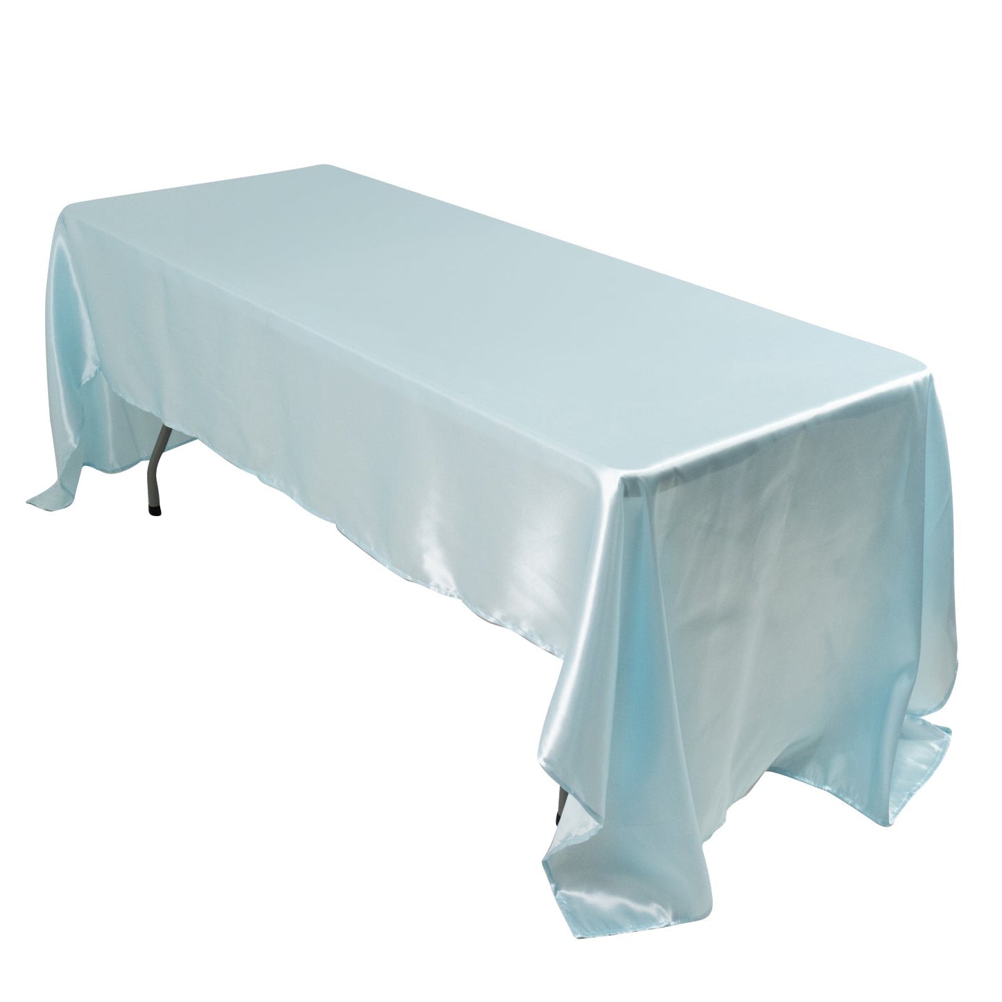 Satin Rectangular 60"x126" Tablecloth Light Blue - Smooth and Lustrous Table Cover Pro Linens