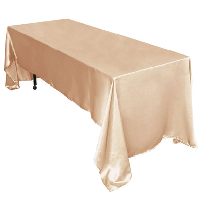 Satin Rectangular 60"x126" Tablecloth Nude - Smooth and Lustrous Table Cover Pro Linens